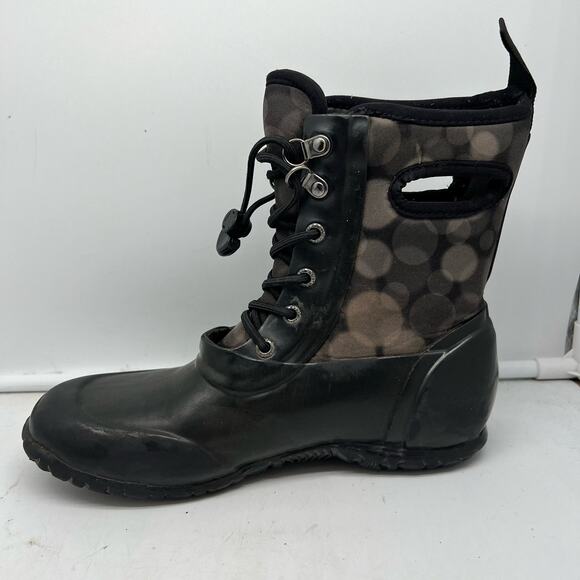 Bogs Boots Youth 4 Sidney Gray Black Lace Up Waterproof Neoprene Rain Snow - Picture 2 of 12